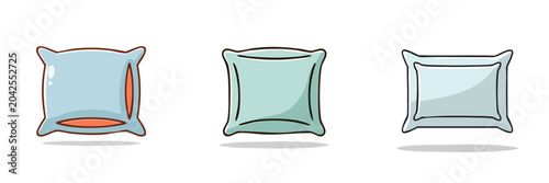 Set of cartoon pillows for sleep and rest in different shapes and colors