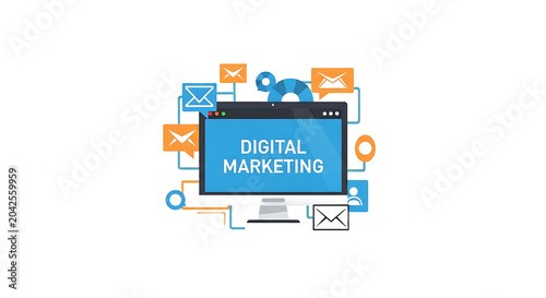 Digital marketing on a computer screen.