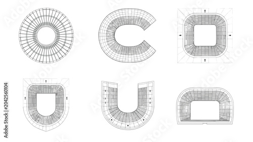 Photos Architectural plan views of stadium seating and concourse layouts architecture