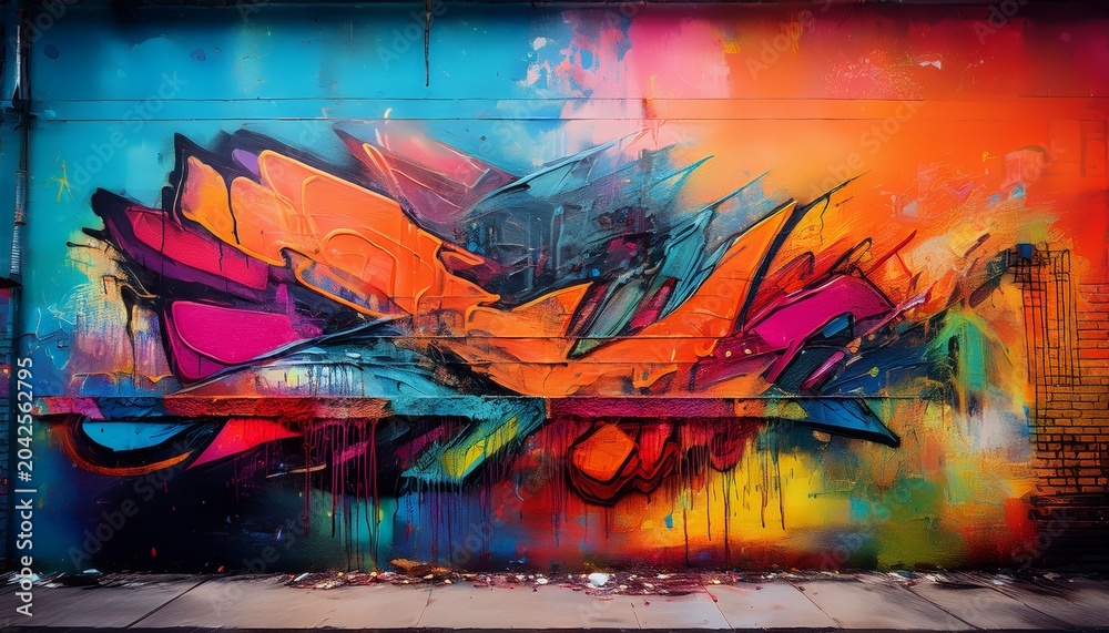 Fototapeta premium graffiti wall half cleaned strong contrast