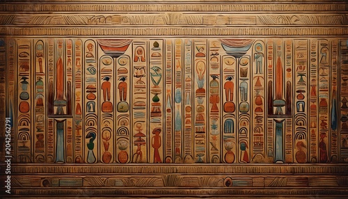 ancient egyptian hieroglyphics wall by generative ai