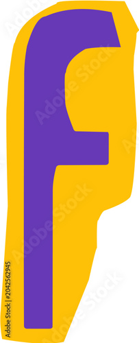 Hand drawn ransom letter f for journaling. Cut out letter f for scrapbook and lettering