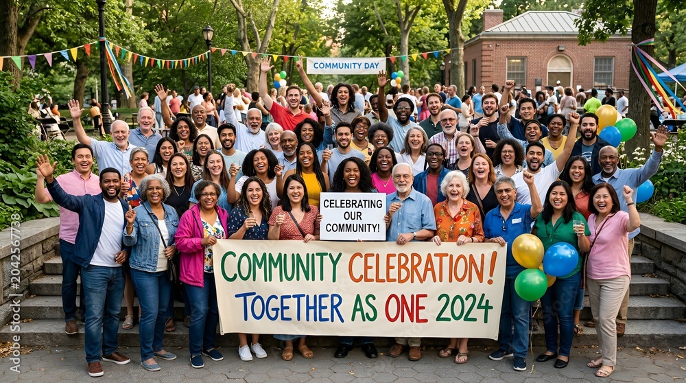 Obraz premium Diverse Community Celebrates Togetherness at Outdoor Festival