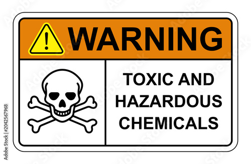 Foto Toxic and hazardous chemicals warning sign for industrial safety caution