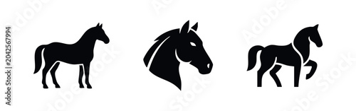 Bild auf Leinwand Horse Icons: Full Body, Head, and Posed Stance