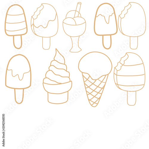 set of ice cream line art