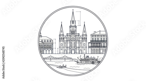Konstfotografi New Orleans French Quarter Skyline with St