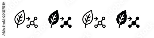 Photos Leaf and molecular structure icons representing biology