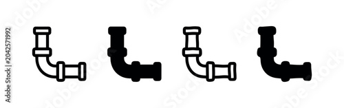 Obraz na płótnie Pipe elbow icon set in different styles, vector