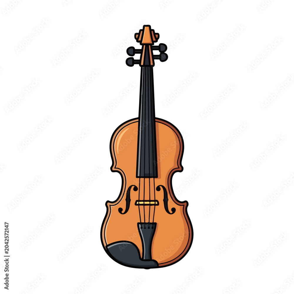 Fototapeta premium A detailed illustration of a classical stringed musical instrument on a white background