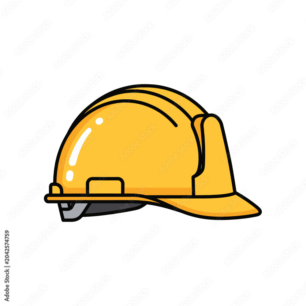 Fototapeta premium A bright yellow protective hard hat for construction site safety