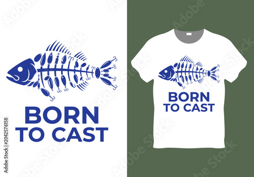 Canvas-taulu Hooked On The Water Fishing Vector Design