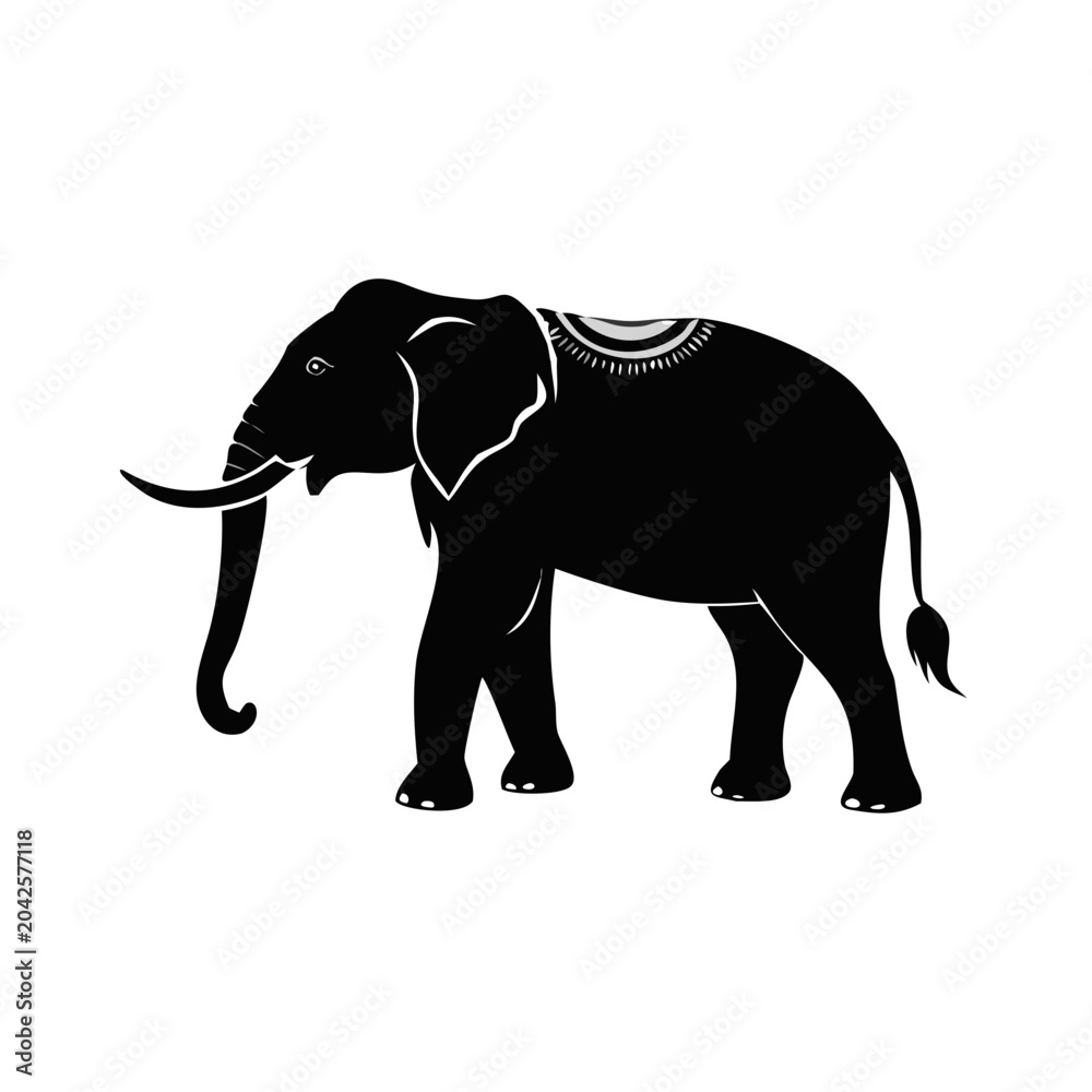 Fototapeta premium asian elephant icon silhouette illustration for wildlife and nature design