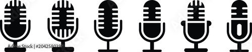 Photos microphone icon pack vintage retro stage performance and recording