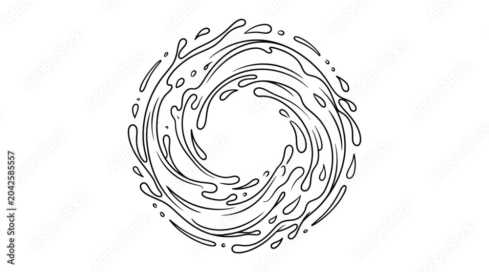 Fototapeta premium Swirling Water Vortex Graphic - Abstract Circular Splash Design