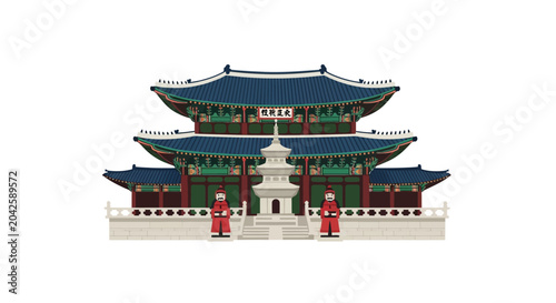 Foto Gyeongbokgung Palace Seoul Korea Traditional Architecture Flat Design