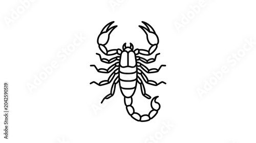 Fotografie Minimalist top view icon of a scorpion with stinger.
