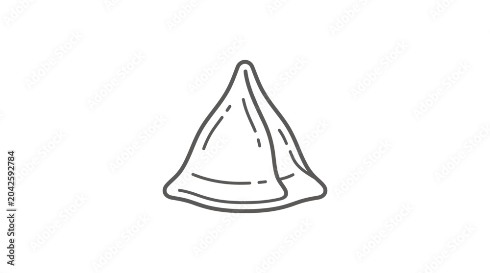 Fototapeta premium Single indian samosa snack minimalist line art illustration.