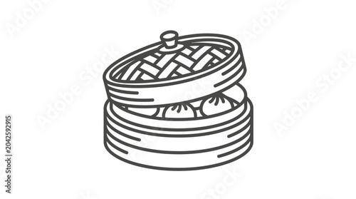Obraz na płótnie Stacked bamboo steamer baskets with dumplings icon design.