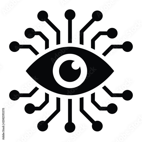 Artificial intelligence eye icon with digital circuitry network intelligence artificial technology electronic