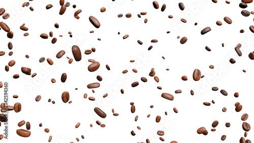 Foto Falling Coffee Beans on Black Background