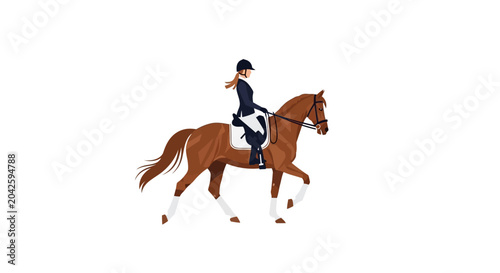 Φωτογραφία Equestrian Woman Riding Horse in Dressage Competition