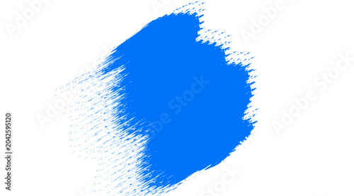 Foto Vibrant blue paint stroke on white background, artistic acrylic brush dab with t