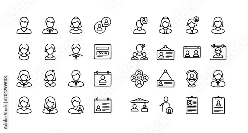 Fotografie User avatar and profile icon collection with account login and membership symbol