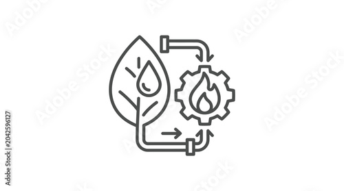 Photos Biofuel and biomass energy cycle line art icon.