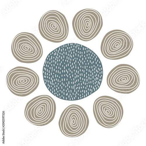 Brown flower png sticker, patterned doodle transparent background