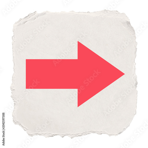 Arrow png icon sticker, ripped paper design on transparent background