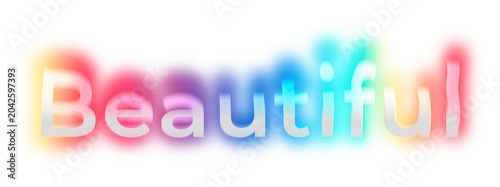 Beautiful png word sticker, neon psychedelic typography, transparent background