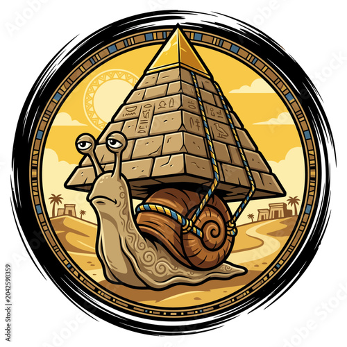 Snail carrying pyramid on its back.