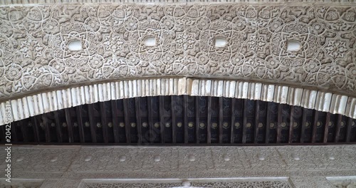 Stucco work in the Nasrid Palace of the Alhambra in Granada, Spain.