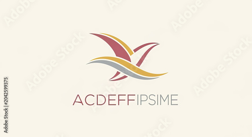 Abstract logo design with flowing lines and stylized bird shape.