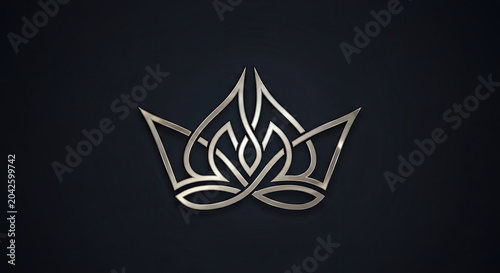 A metallic lotus-shaped emblem on a dark background.
