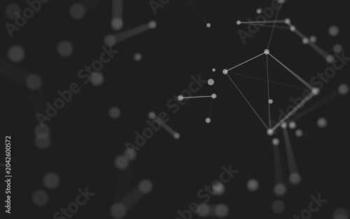 Abstract background. Molecules technology with polygonal shapes, connecting dots and lines. Connection structure. Big data visualization.