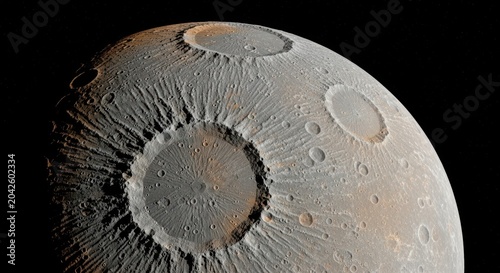 A photorealistic ultra-detailed 8k photograph of Mar showcasing cratered surface features