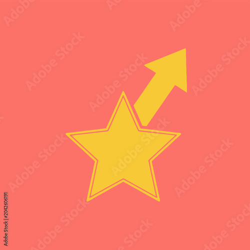 Yellow star with upward arrow on pink background