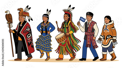 Quadro em tela Indigenous Peoples Parade Diverse Cultures Celebration