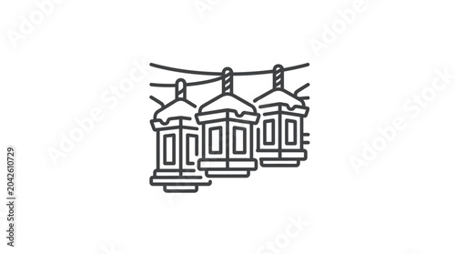 Foto Winter resort chairlift ski lift line art icon