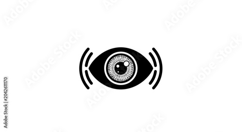 Tableau sur toile Eye with sound waves looking around.