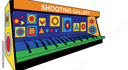 Bild auf Leinwand Colorful Shooting Gallery Game Booth
