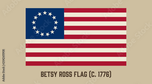 Historic Betsy Ross Flag Vector Illustration