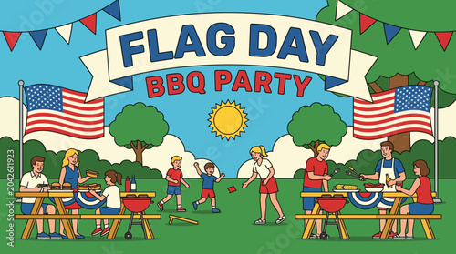 Flag Day Barbecue Party Illustration