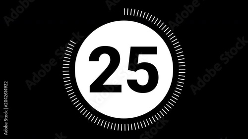 30 second countdown with circle animation, 30 to 0 animation countdown. 4K video