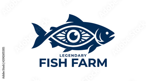 фотографія Vector illustration of a stylized fish with an eye incorporated into its body, for a fish farm logo concept