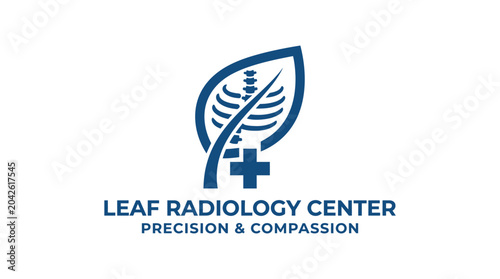Bild auf Leinwand Leaf radiology center logo with spine and cross graphic element