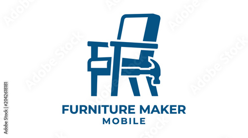 Bild auf Leinwand Furniture maker logo with chair graphic and text