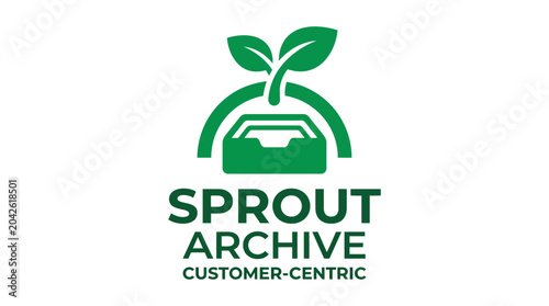 Bild auf Leinwand Green sprout growing from filing cabinet drawer, concept for growth and organiza
